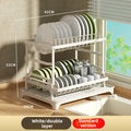 Kitchen Storage Rack with Self-Draining Tray and Adjustable Organizer